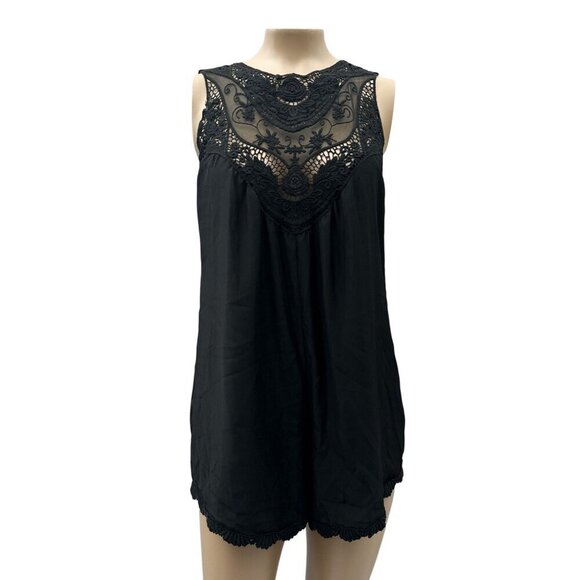 Jen's Pirate Booty for Free People Black Crochet Lace Romper Playsuit Women XS - Picture 4 of 15